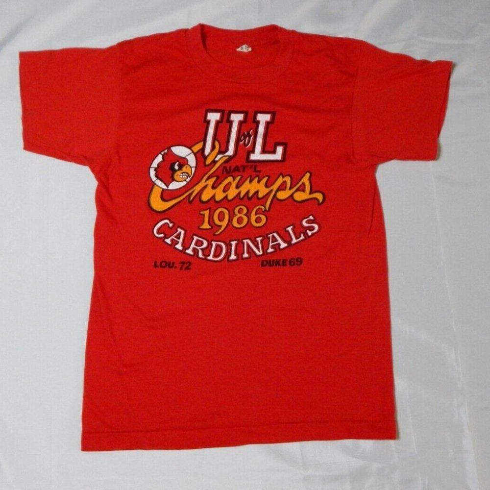 Retro Louisville Cardinals 1986 Ncaa National Champs Single Stitch Shirt